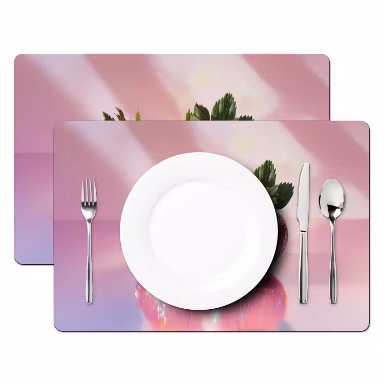 Tischset - 6 Stück - Disco - Obst - Glitzer - Erdbeere — 2
