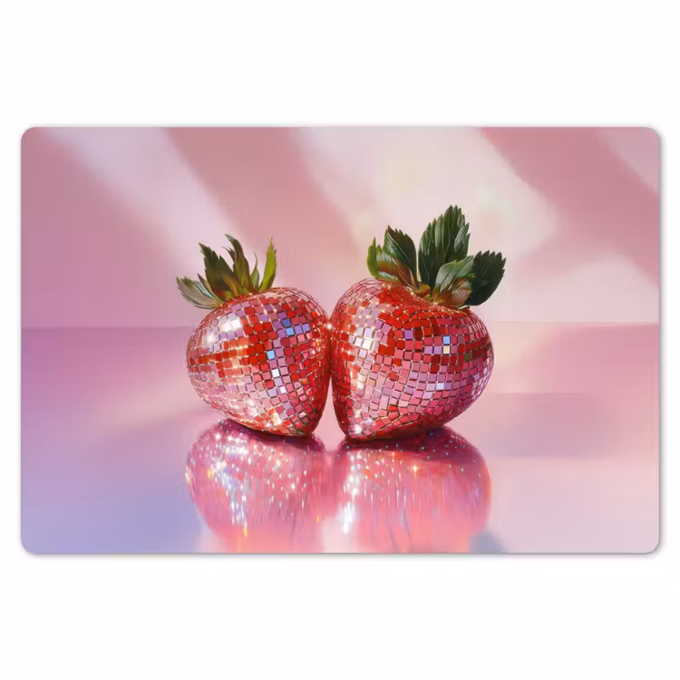 Tischset - 6 Stück - Disco - Obst - Glitzer - Erdbeere — 6