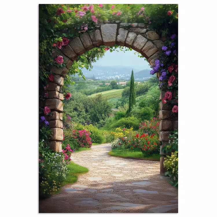 Poster - Durchblick - Landschaft - Blumen - Weg - Aussicht — 1