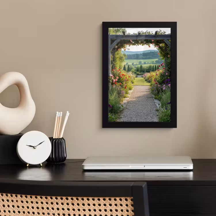 Bilder mit Rahmen - Ausblick - Landschaft - Natur - Gartenbogen - Blumen — 2