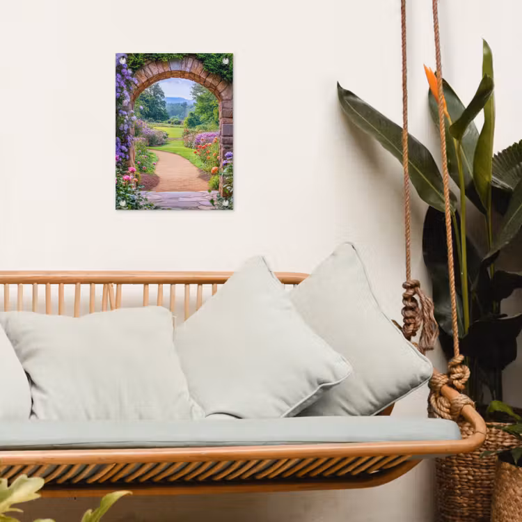 Gartenposter - Durchsichtiges - Tor - Blumen - Garten — 4