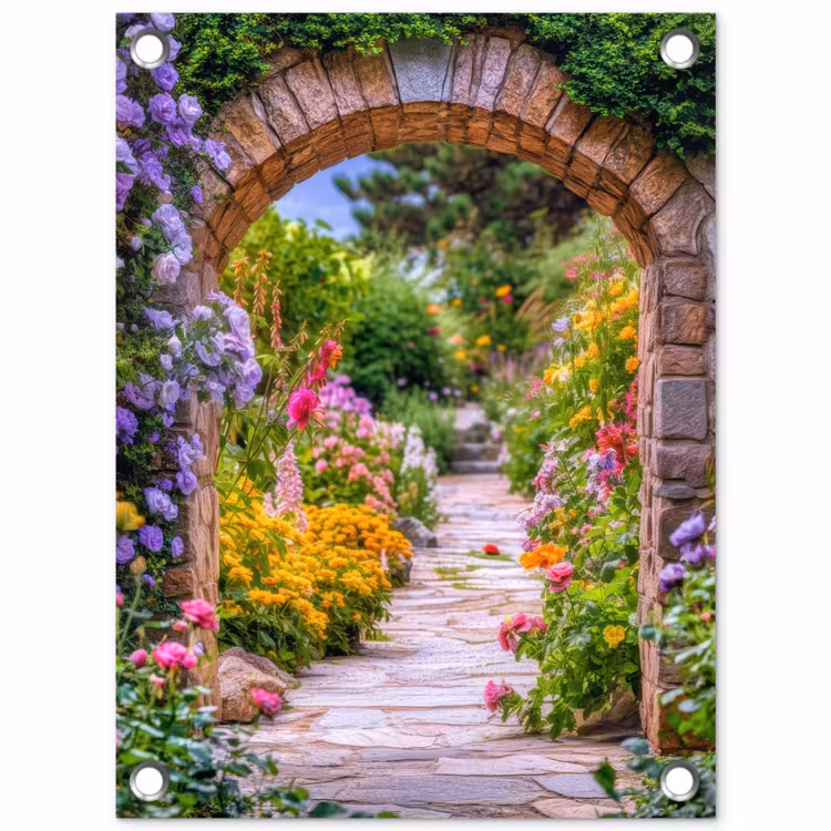 Gartenposter - Durchblick - Blumen - Weg - Natur — 1