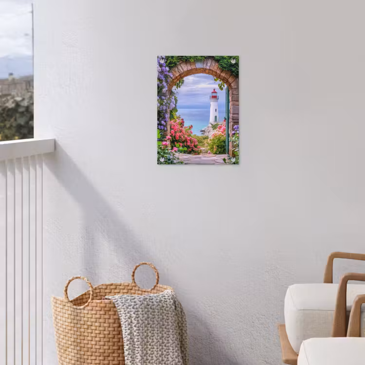 Gartenposter - Durchblick - Leuchtturm - Blumen - Aussicht — 5