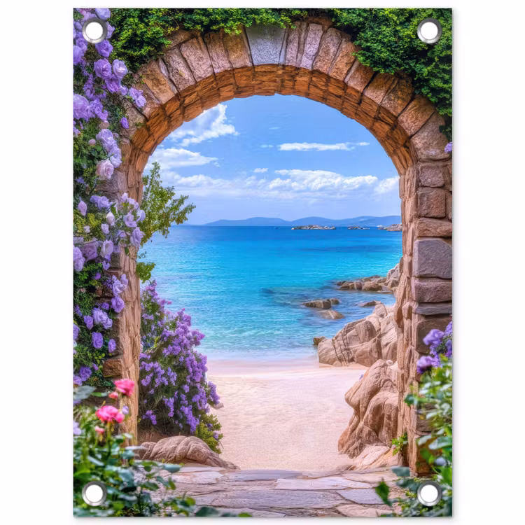 Gartenposter - Aussicht - Tor - Meer - Strand - Felsen — 1