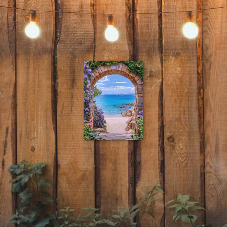 Gartenposter - Aussicht - Tor - Meer - Strand - Felsen — 2