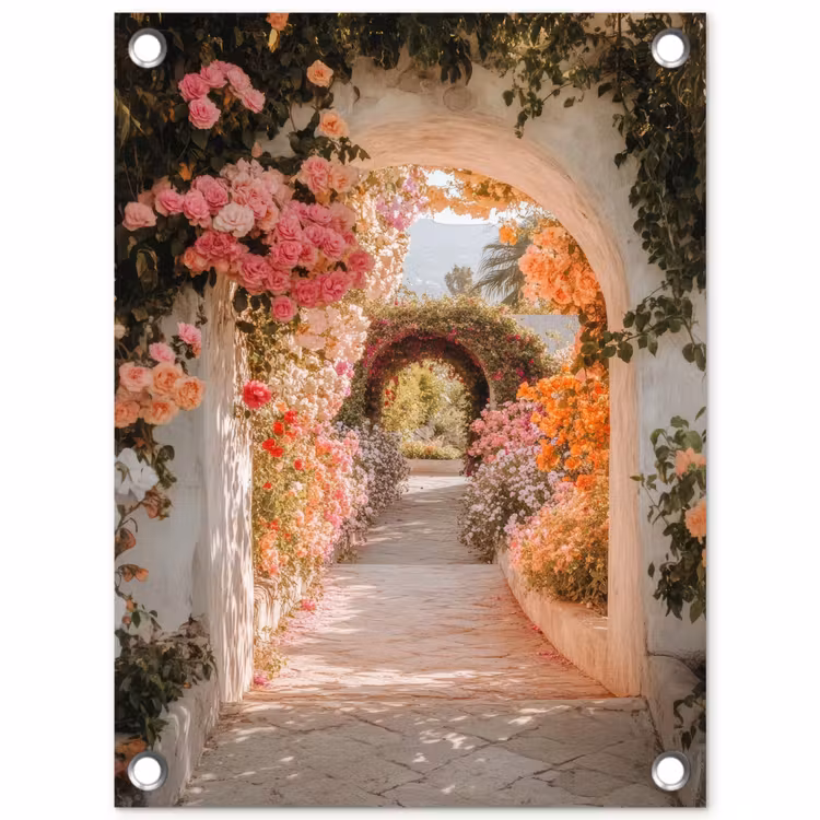 Gartenposter - Durchsichtig - Bogen - Blumen - Pastell — 1