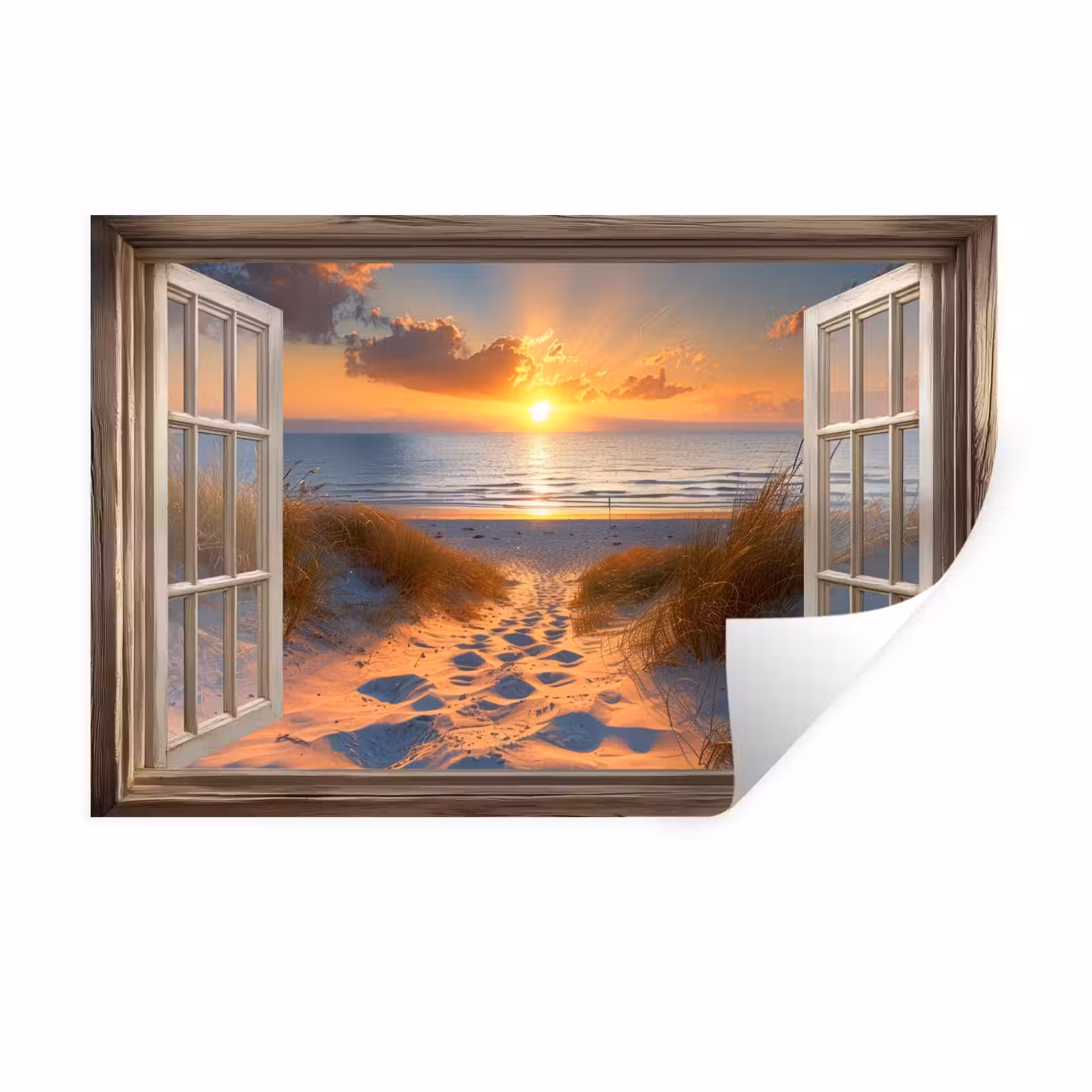 Wandtattoo – Durchblick - Strand - Dünen - Sonnenuntergang — 1