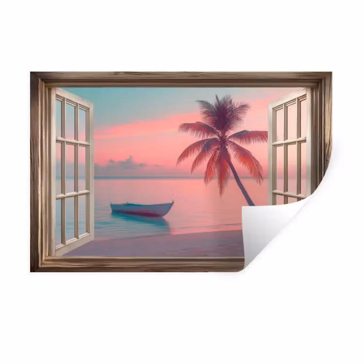Wandtattoo – Durchblick - Strand - Palme - Tropisch — 1