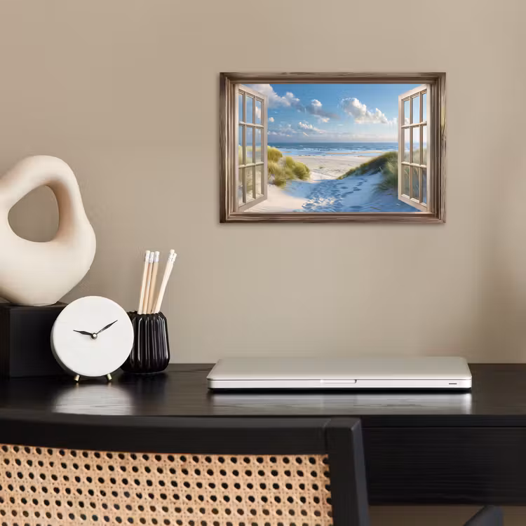 Poster - Aussicht - Strand - Fenster - Dünen - Meer — 2