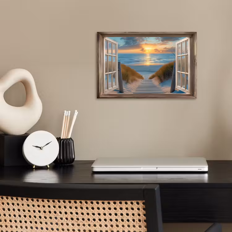 Poster - Durchblick - Strand - Weg - Sonnenuntergang — 2