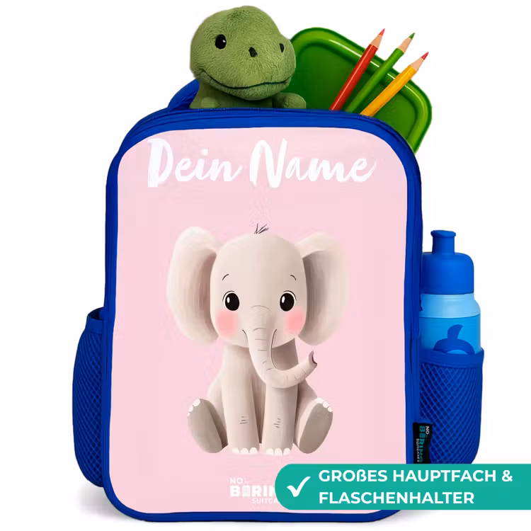 Kinderrucksack - Blau - Elefant - Grau - Baby - Rüssel — 4