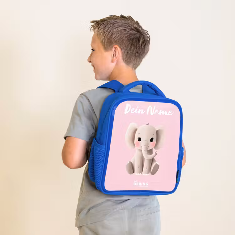 Kinderrucksack - Blau - Elefant - Grau - Baby - Rüssel — 5