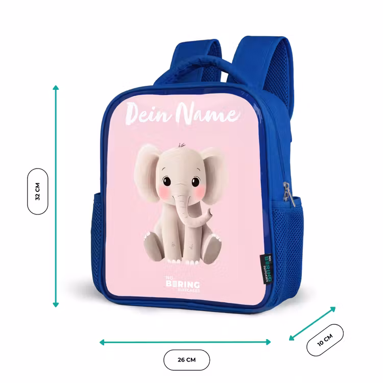 Kinderrucksack - Blau - Elefant - Grau - Baby - Rüssel — 6