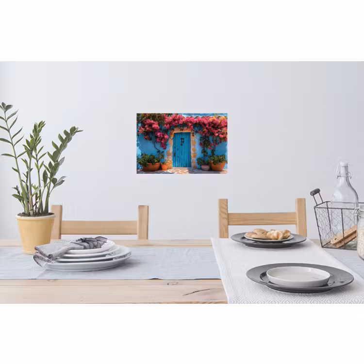 Wandtattoo – Tür - Holz - Blumen - Blau — 4