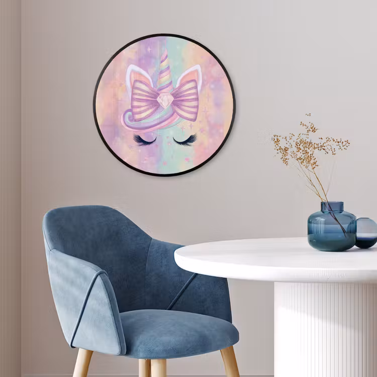 Poster im Rahmen Rund - Einhorn - Glitzer - Regenbogen - Pastell — 4