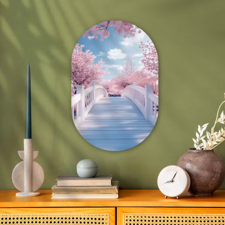 Forexbild Oval - Brücke - Kirschbäume - Weiß — 3