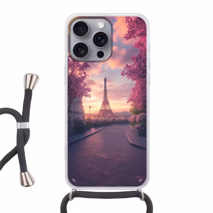 Handyhülle mit Band - Eiffelturm - Paris - Rosa — 1