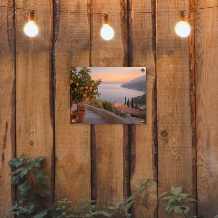 Gartenposter - Mittelmeer - Orange - Hügel - Meer — 2