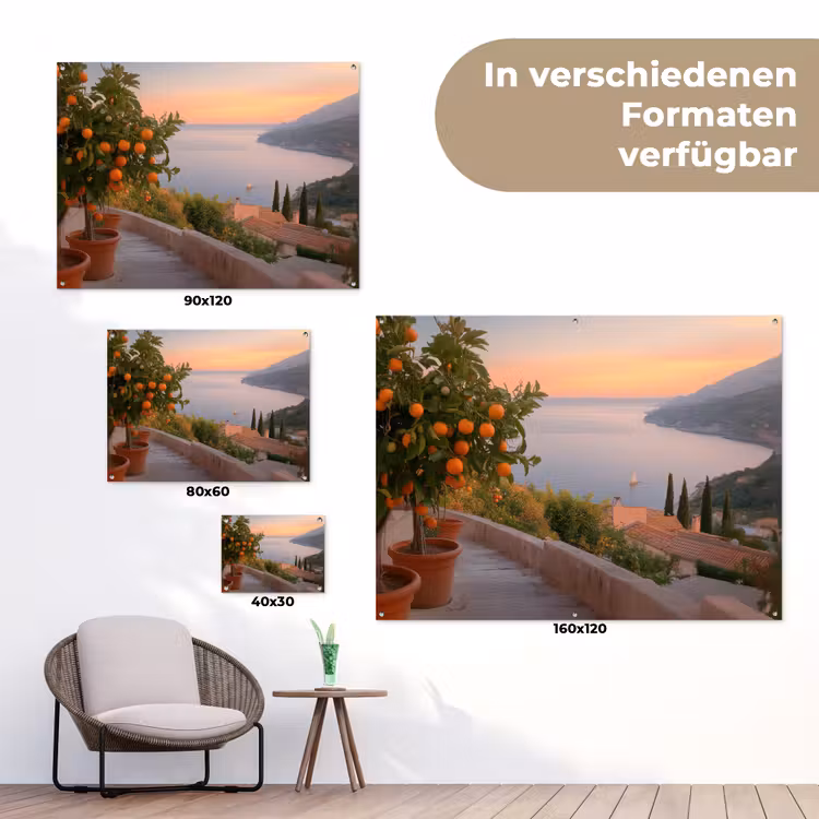 Gartenposter - Mittelmeer - Orange - Hügel - Meer — 6