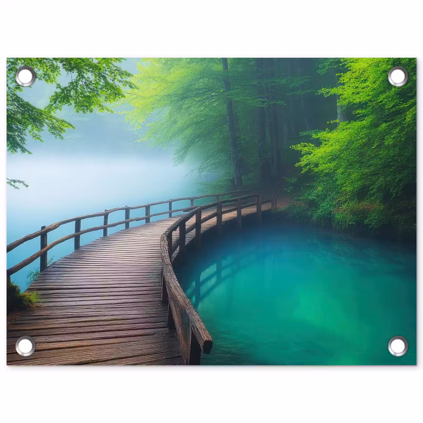 Gartenposter - Brücke - Wasser - Fluss - Wald — 1