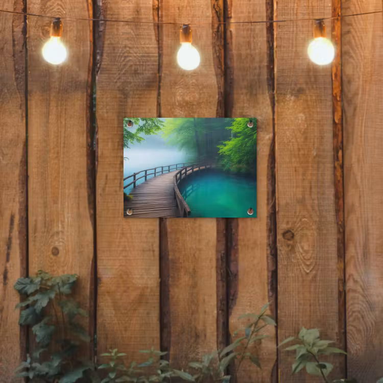 Gartenposter - Brücke - Wasser - Fluss - Wald — 2