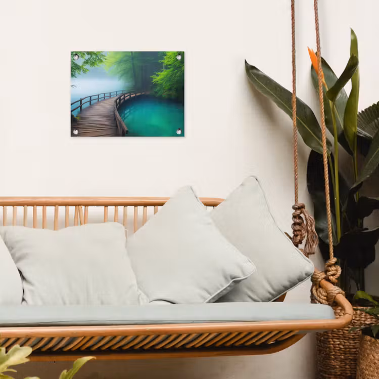 Gartenposter - Brücke - Wasser - Fluss - Wald — 4