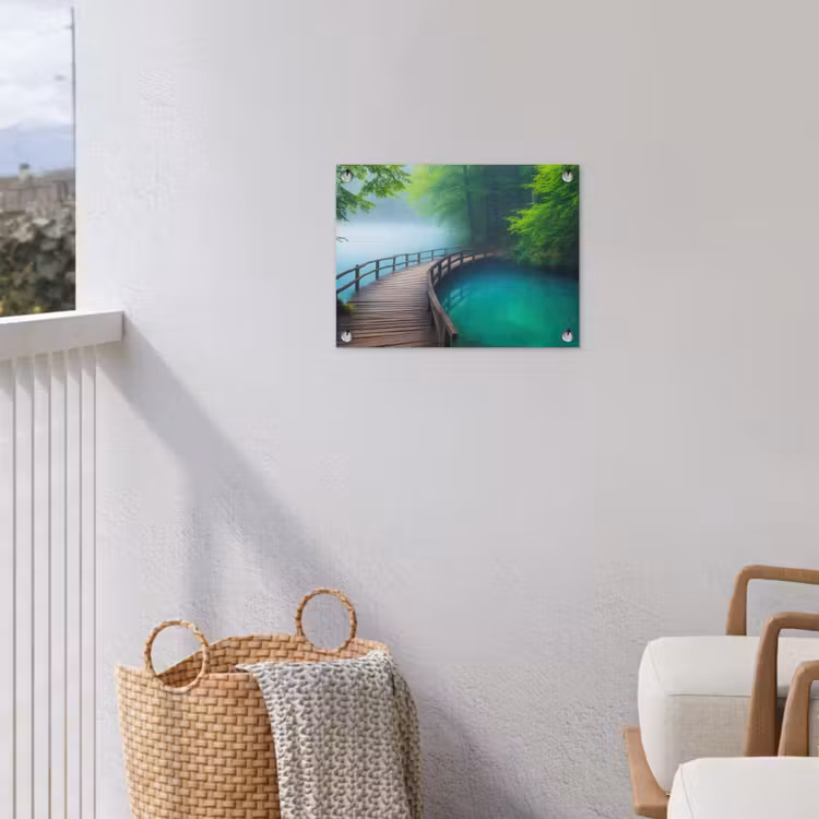 Gartenposter - Brücke - Wasser - Fluss - Wald — 5