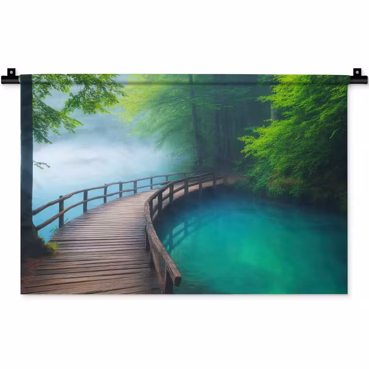 Wandteppich - Brücke - Wasser - Fluss - Wald — 1
