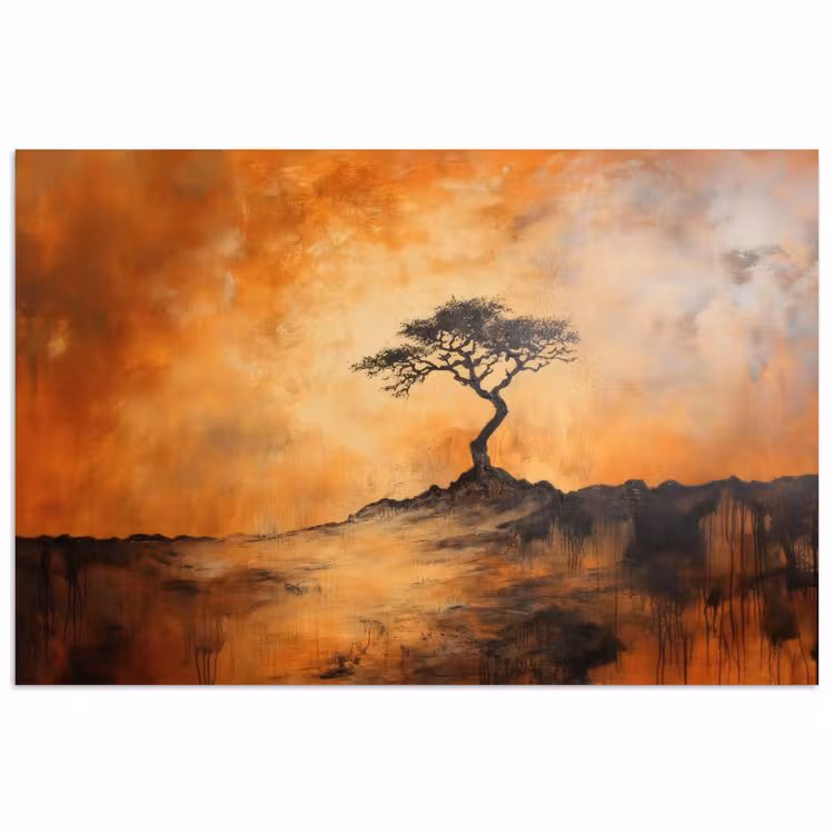 Poster - Baum - Landschaft - Orange — 1