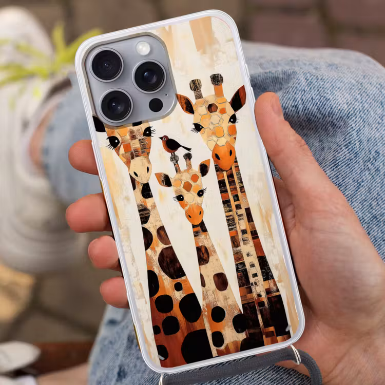 Handyhülle mit Band - Giraffen - Cartoon - Creme — 2