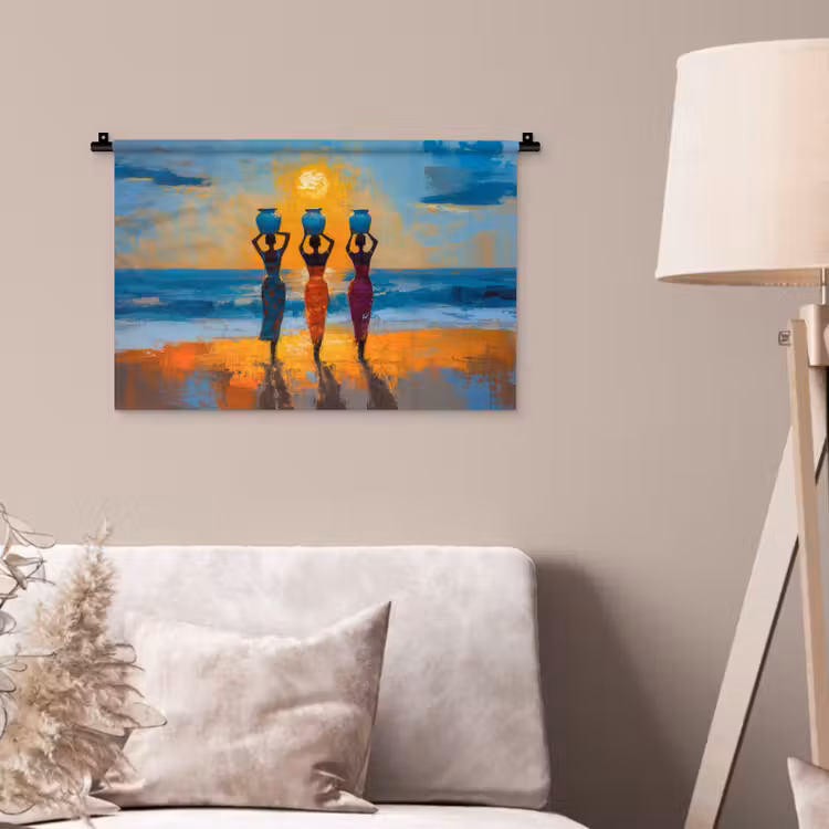 Wandteppich - Frauen - Strand - Sonnenuntergang — 2
