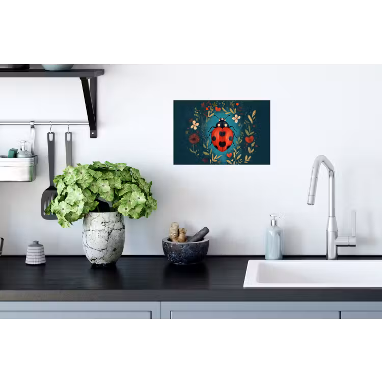 Wandtattoo – Blumen - Marienkäfer - Herz - Rot — 2