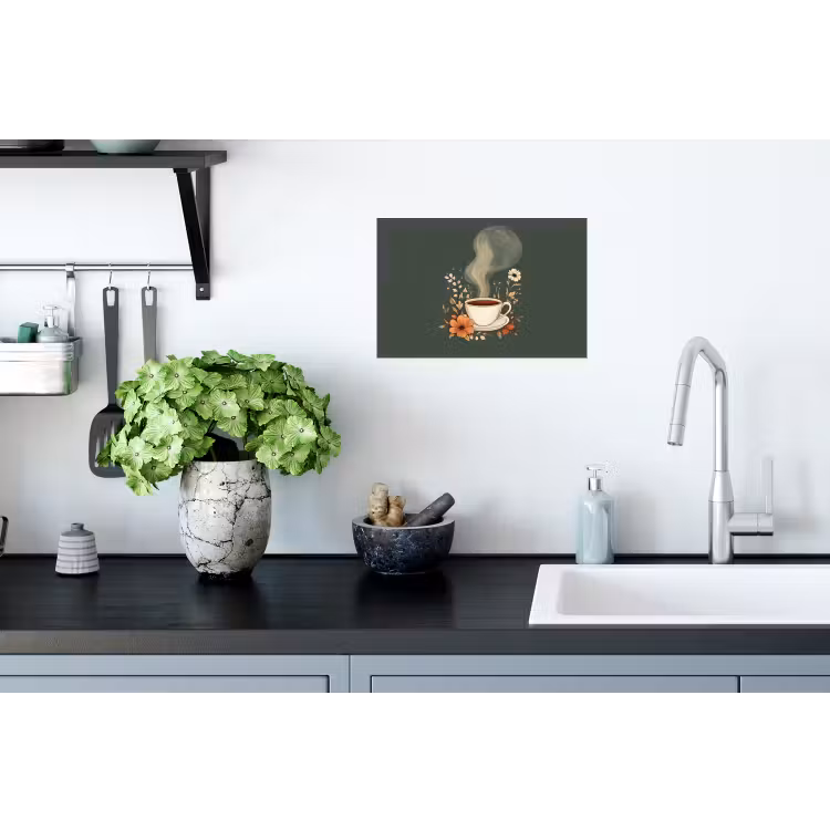 Wandtattoo – Tasse - Blumen - Grün - Kaffee — 2