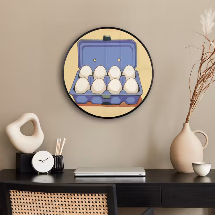 Poster im Rahmen Rund - Eier - Box - Minimalistisch - Blau — 3