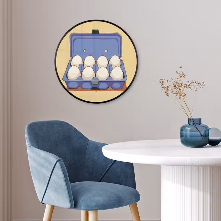 Poster im Rahmen Rund - Eier - Box - Minimalistisch - Blau — 4