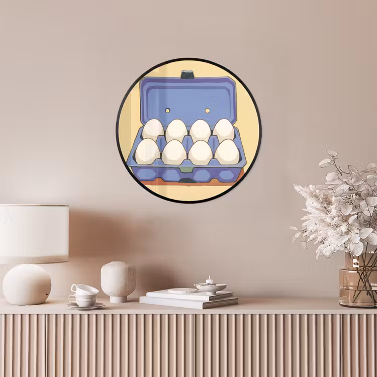 Poster im Rahmen Rund - Eier - Box - Minimalistisch - Blau — 5