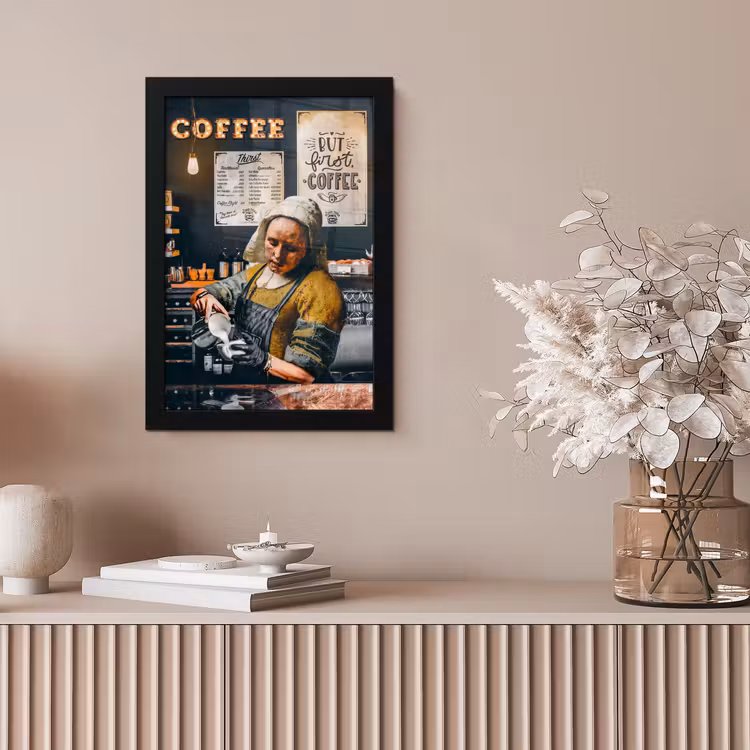 Bilder mit Rahmen - Milchmädchen - Barista - Kaffee - Vintage - Kunst - Abstrakt - Malerei - Alte Meister — 4