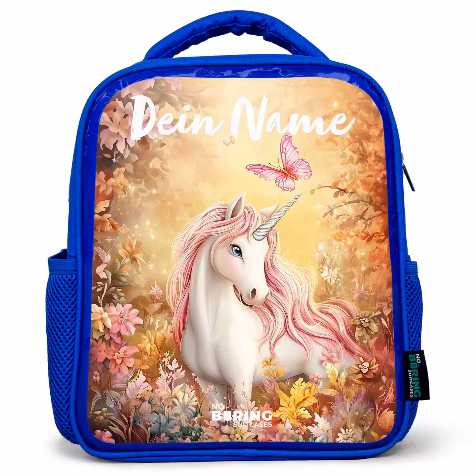 Kinderrucksack - Blau - Einhorn - Schmetterling - Rosa - Mähne — 1