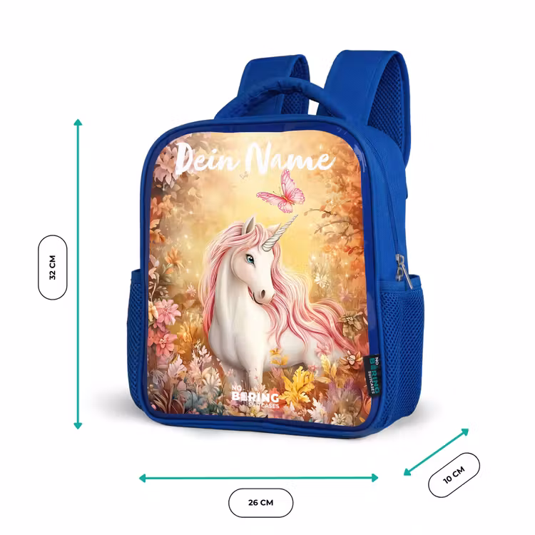 Kinderrucksack - Blau - Einhorn - Schmetterling - Rosa - Mähne — 6
