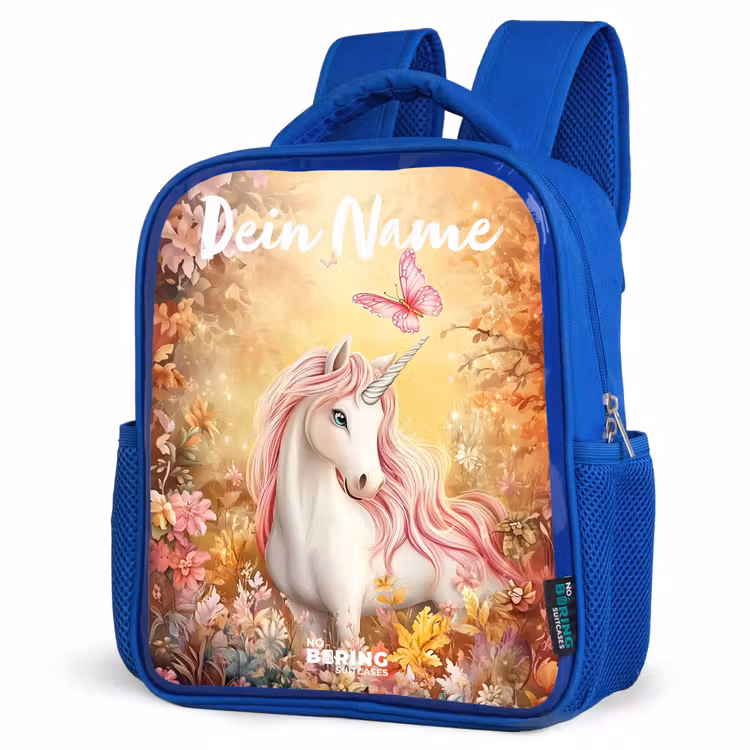 Kinderrucksack - Blau - Einhorn - Schmetterling - Rosa - Mähne — 8