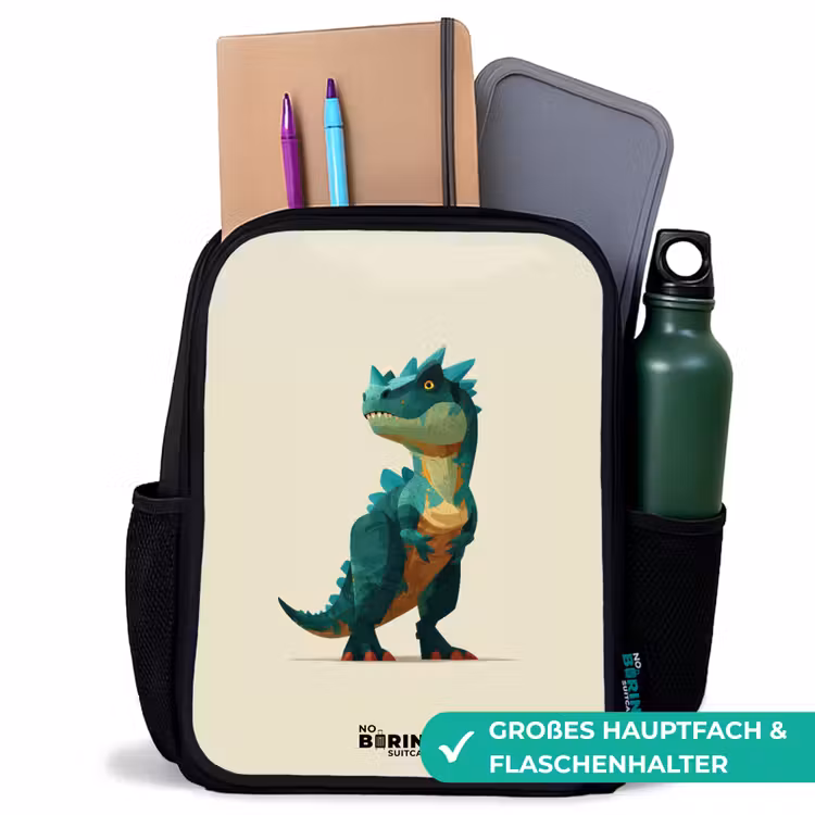 Kinderrucksack - Schwarz - Dino - Tier - Grün — 10