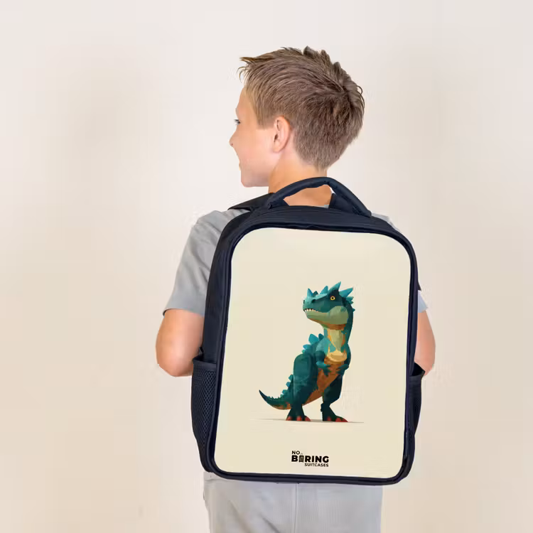 Kinderrucksack - Schwarz - Dino - Tier - Grün — 2