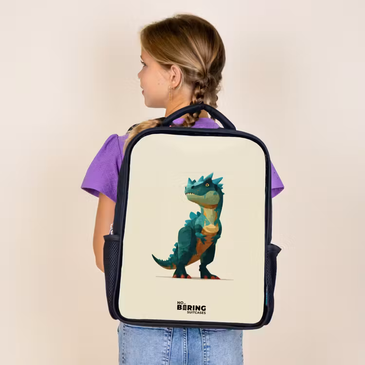 Kinderrucksack - Schwarz - Dino - Tier - Grün — 4