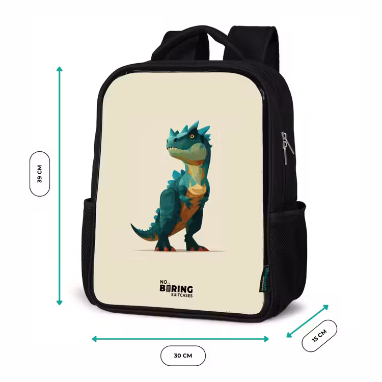 Kinderrucksack - Schwarz - Dino - Tier - Grün — 8