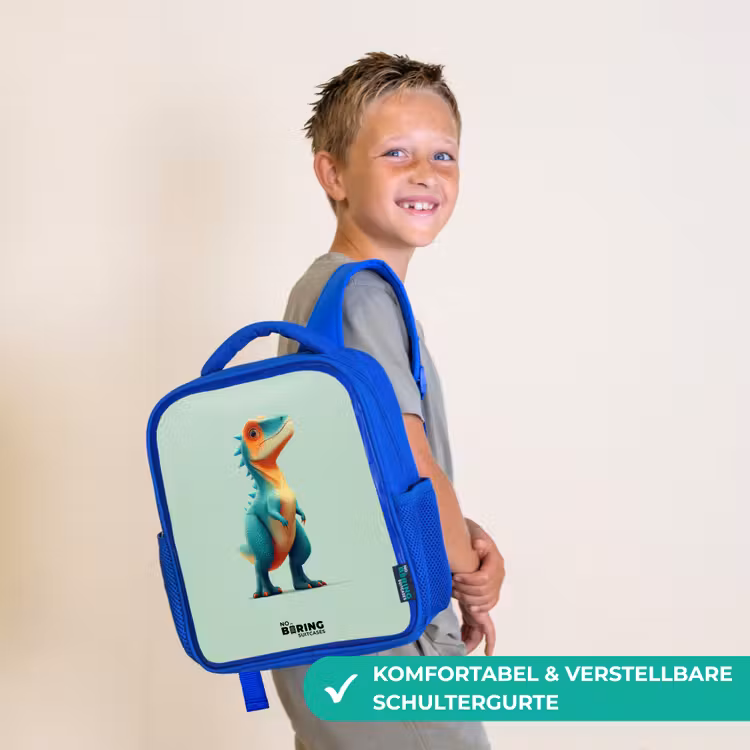 Kinderrucksack - Blau - Dino - Tier - Grün - Orange — 3