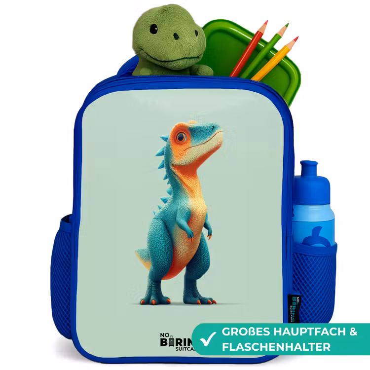 Kinderrucksack - Blau - Dino - Tier - Grün - Orange — 4