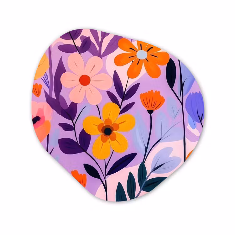 Alu-Dibond-Bild Organische Form - Blumen - Bunt - Blätter — 1