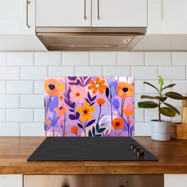 Spritzschutz Küche - Blumen - Bunt - Blätter — 4