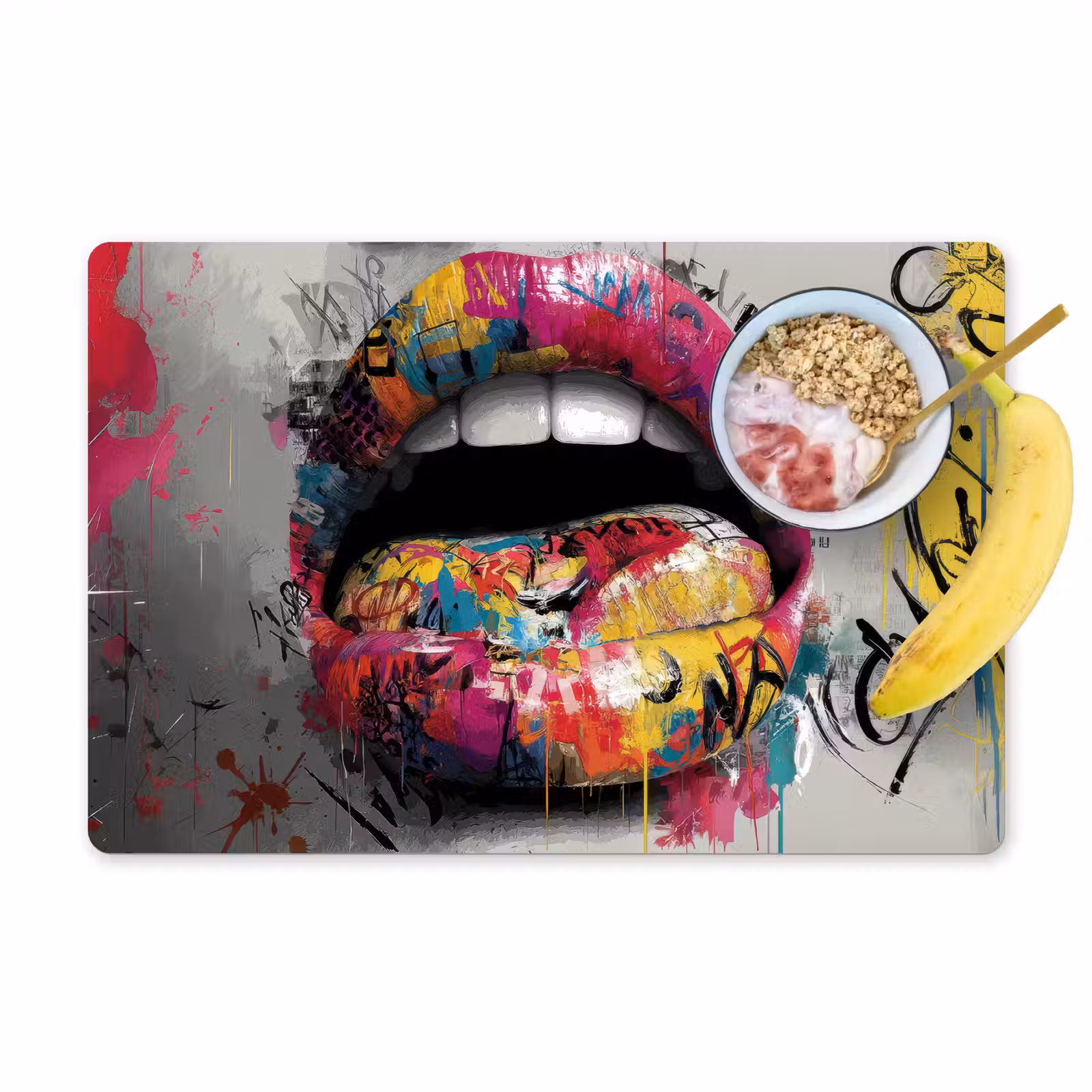 Tischset - 6 Stück - Lippen - Graffiti - Ausdrucksstark — 1