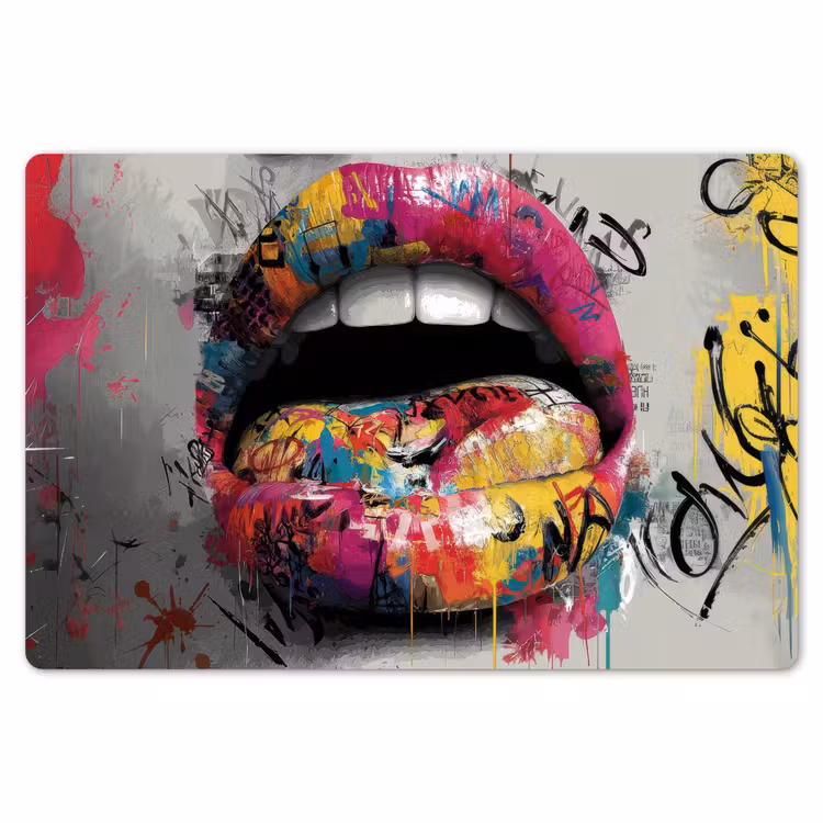 Tischset - 6 Stück - Lippen - Graffiti - Ausdrucksstark — 6